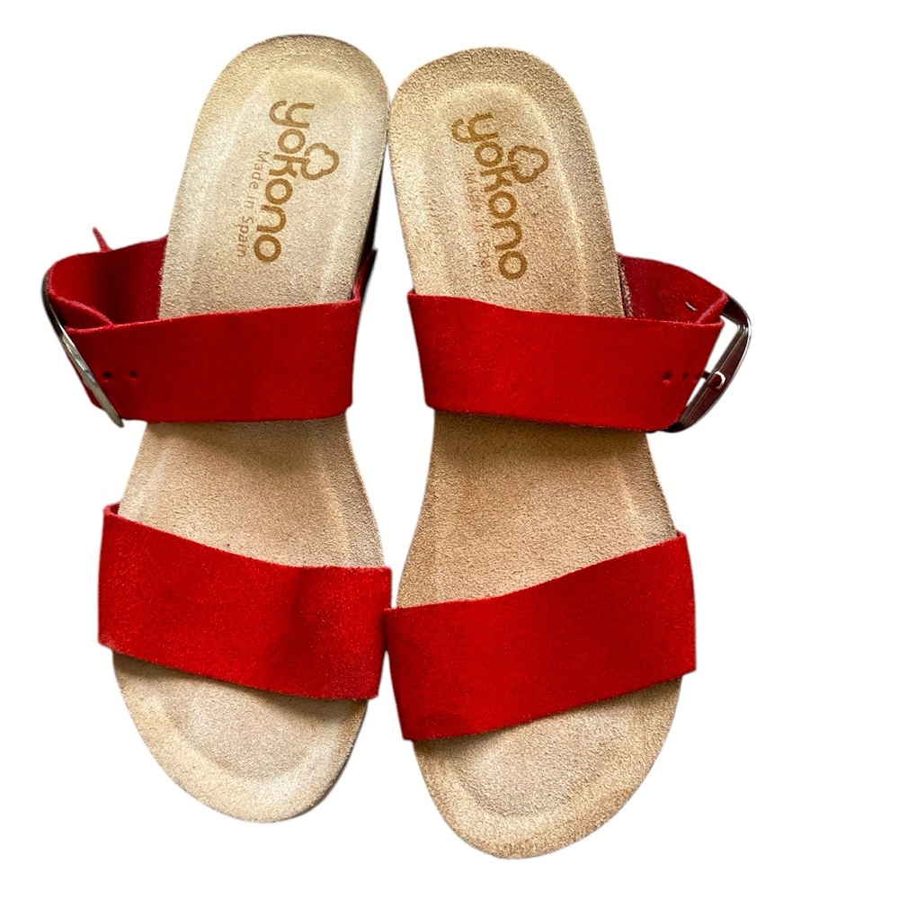 Red Suede Slide Sandals